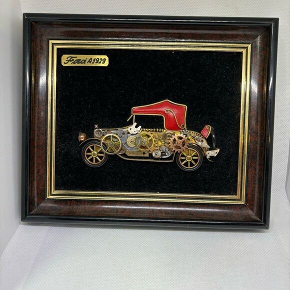 Vintage FORD 1929 Model A Car by Omar Weigandt Horological Art Steampunk 7”x6” - Picture 1 of 3